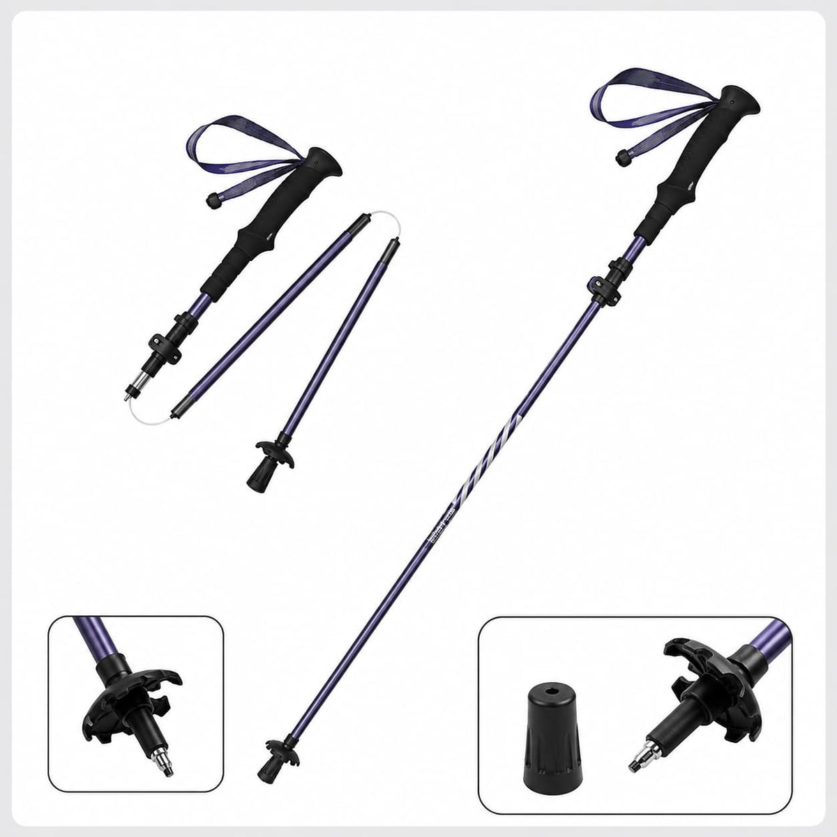 Bâton de randonnée pliable en fibre de carbone, ultraléger