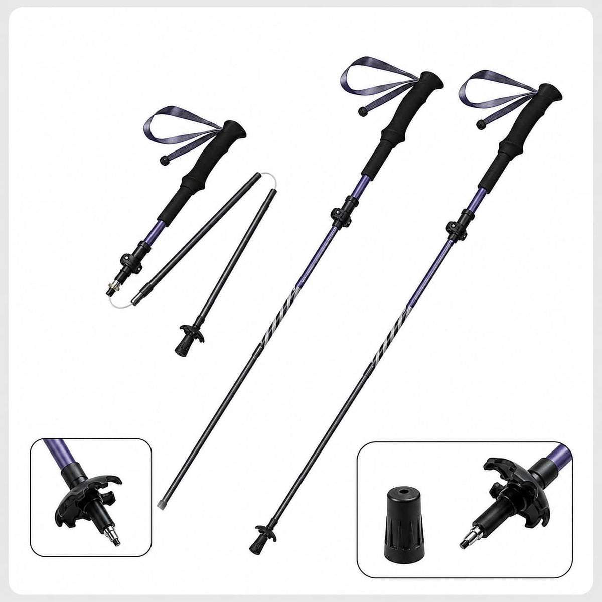 Bâton de randonnée pliable en fibre de carbone, ultraléger