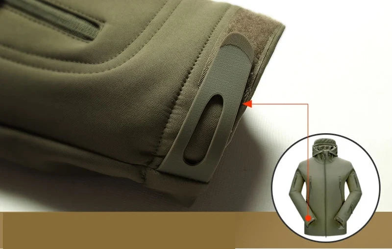 Veste de randonnée homme softshell militaire à capuche, coupe-vent