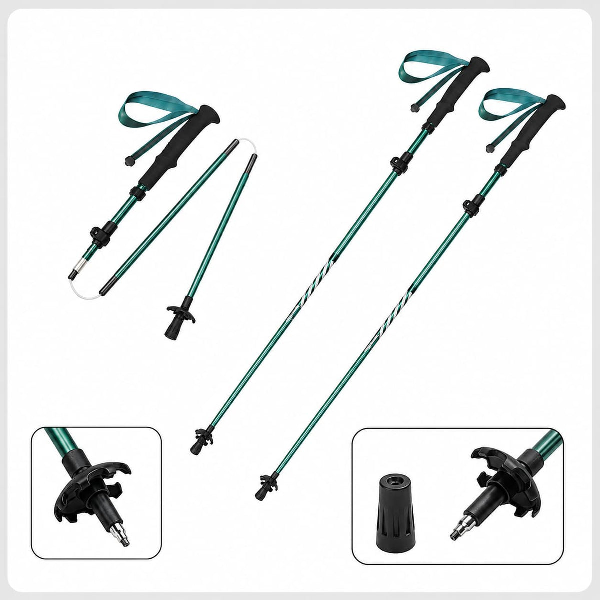 Bâton de randonnée pliable en fibre de carbone, ultraléger