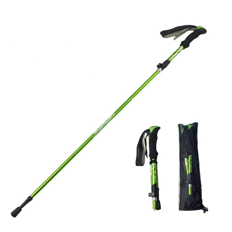 Bâton de randonnée pliable en acier au carbone, 5 sections