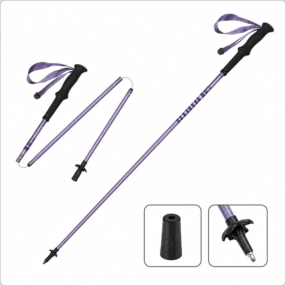 Bâton de randonnée pliable à ouverture rapide, aluminium