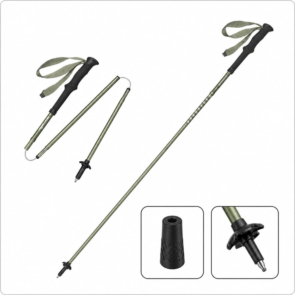 Bâton de randonnée pliable à ouverture rapide, aluminium