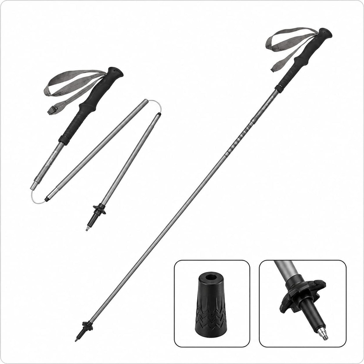 Bâton de randonnée pliable à ouverture rapide, aluminium