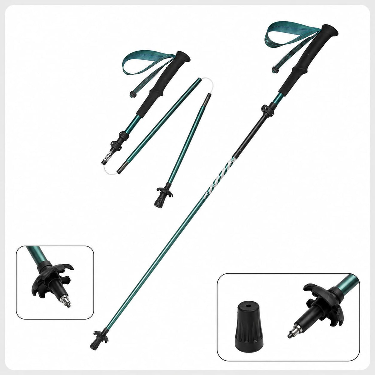 Bâton de randonnée pliable en fibre de carbone, ultraléger
