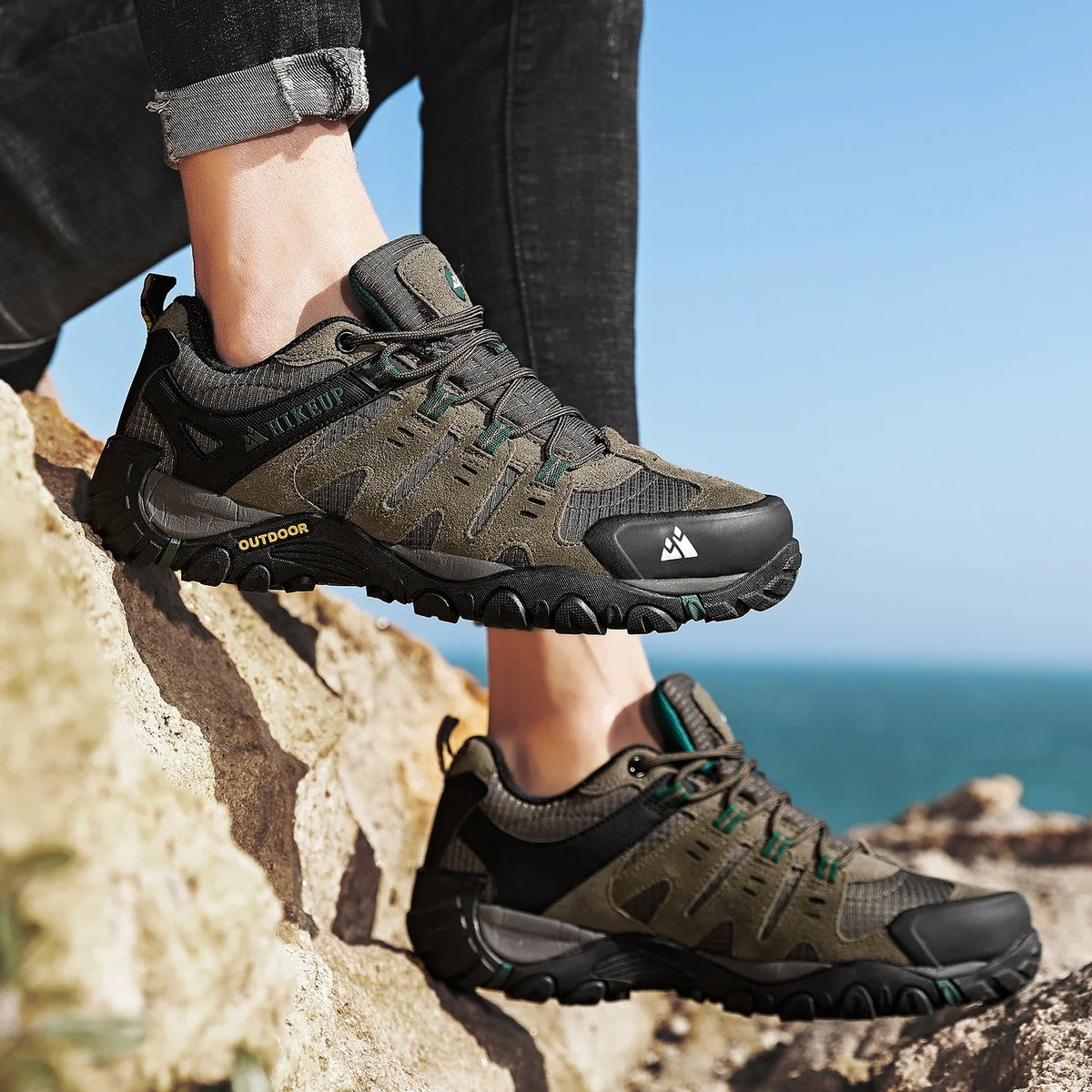 Chaussures de randonnée homme en cuir suédé, respirantes et durables