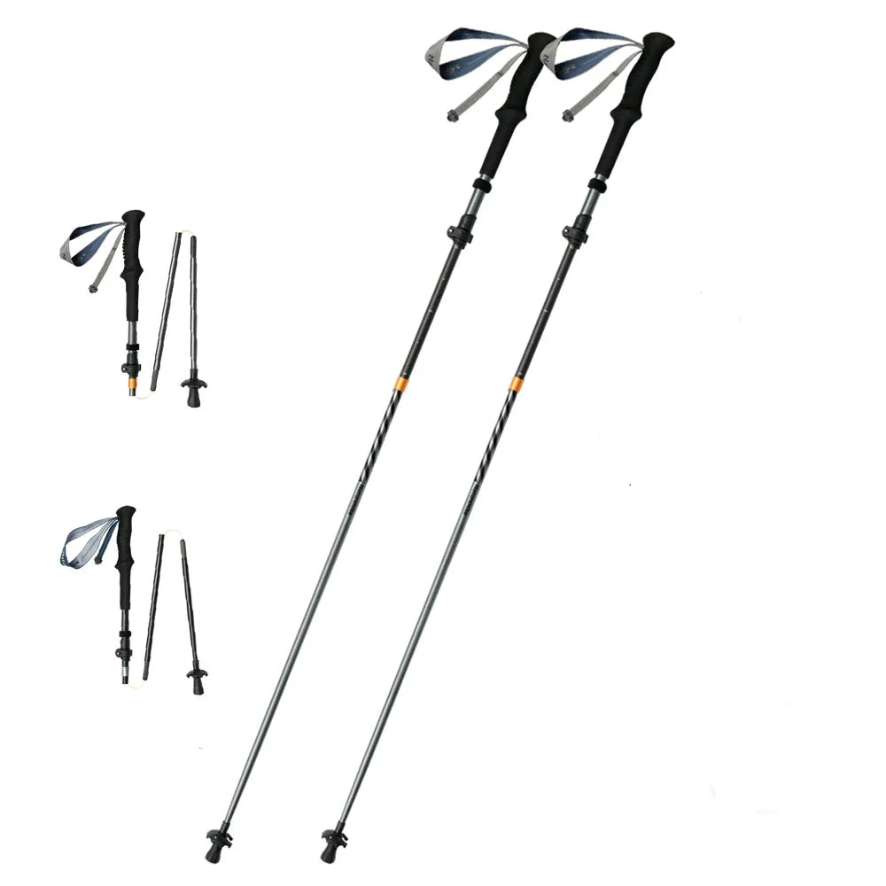 Bâton de randonnée pliable en fibre de carbone, ultraléger