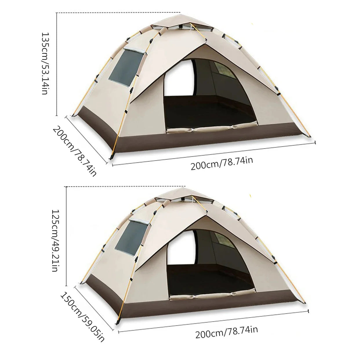 Tente de randonnée automatique pliable, 3-4 personnes déperlante