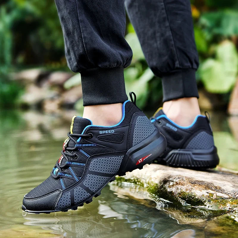 Chaussures de randonnée homme résistantes à l'eau à tige mi-haute, antidérapantes