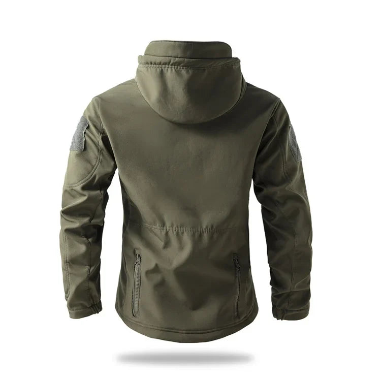 Veste de randonnée homme softshell tactique à capuche, doublée polaire